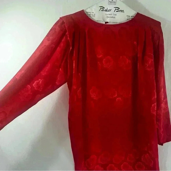 Vintage red 1930’s womens 10 dress floral print stunning shoulder pads rare find - Picture 5 of 10